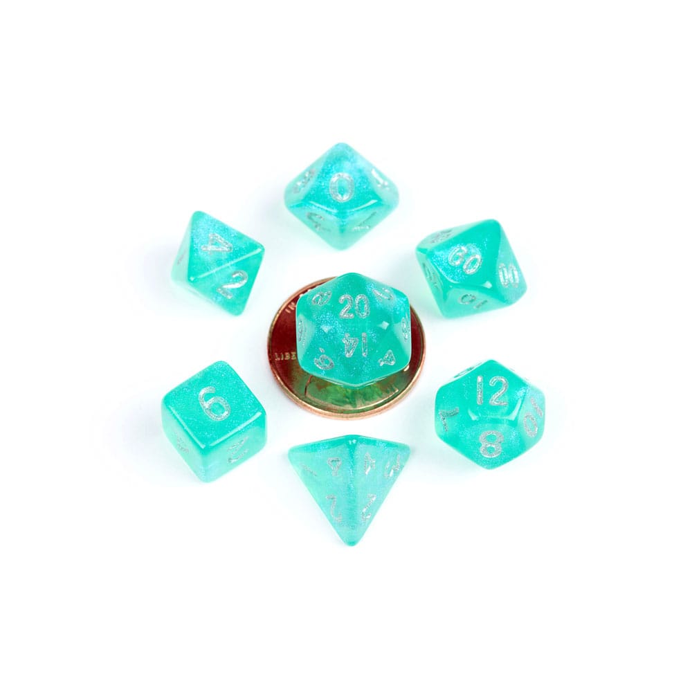 Mini Polyhedral Dice Set: Stardust Teal