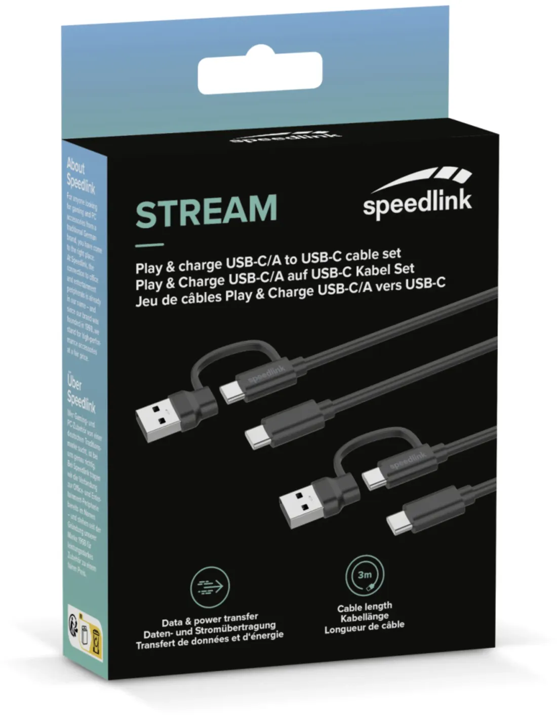 Play & Charge Cable Set STREAM USB-C/A naar USB-C - Speedlink