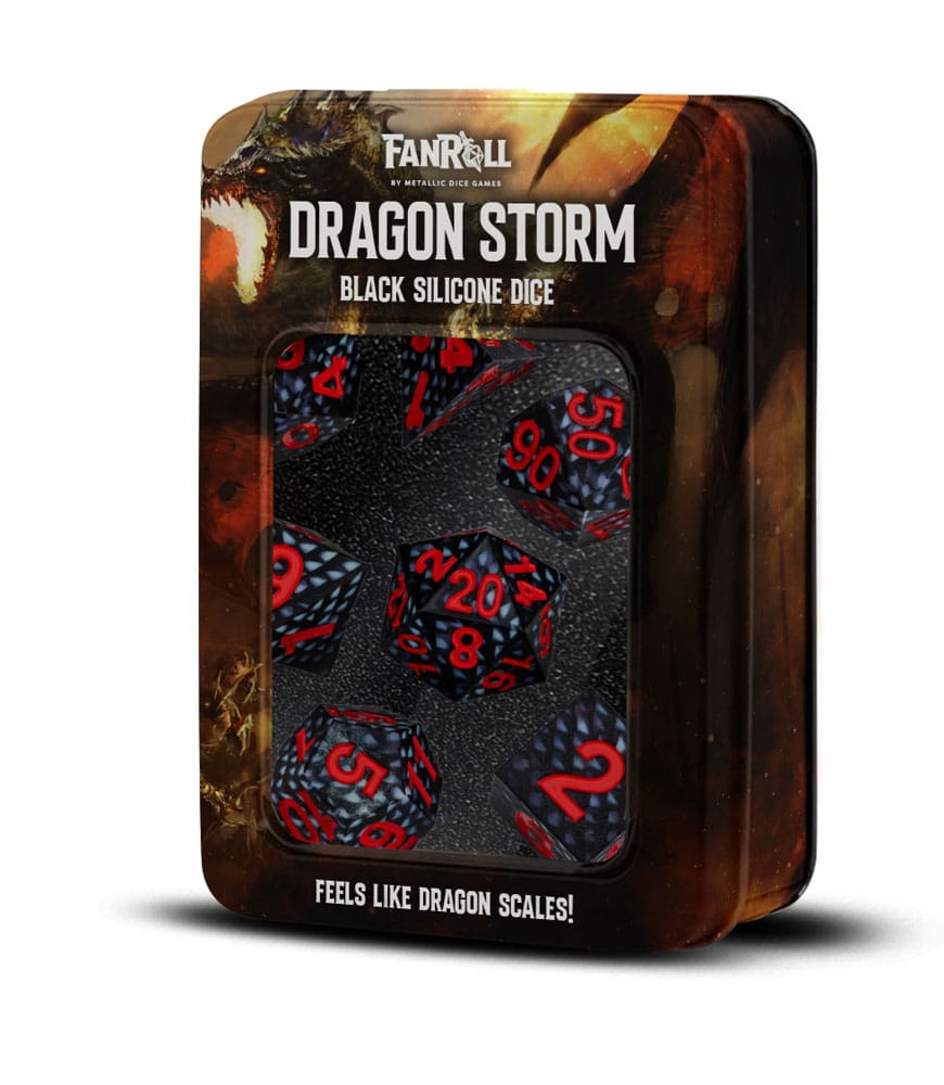 Dragon Storm Sharp Edge Silicone Dice Set Black Dragon Scales (7) 
